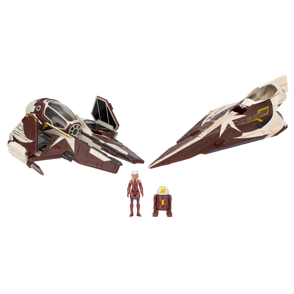 Star Wars Micro Galaxy Squadrons Ahsoka Tano's Jedi Starfighters Set - 5" and 3" Vehicles with Two 1" Microfigure Accessories