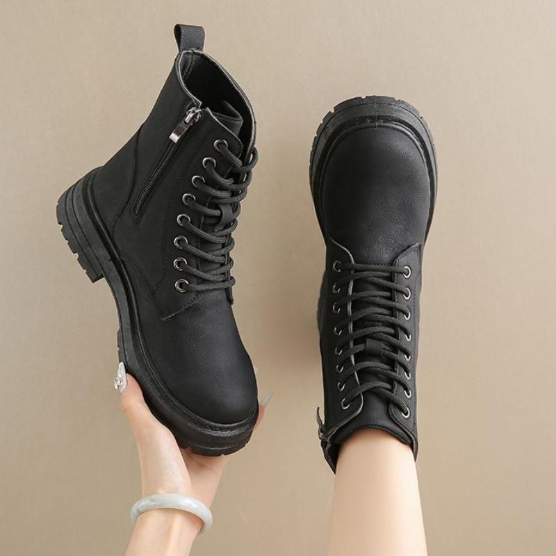 Lace-up Round Toe Ankle Boots for Women Spring Autumn Platform Woman Short Shoes Comfortable and Elegant Chic New In Y2k Booties