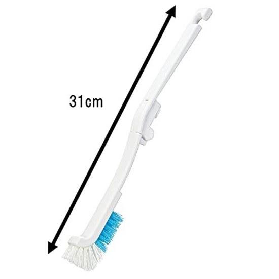 Mameita Kitchen Brush White Blue Width 2cm Depth 3.5cm Height 31cm Clean Pro Sink Drain Cleaning Folding Compact Storage Made Japan KB-643
