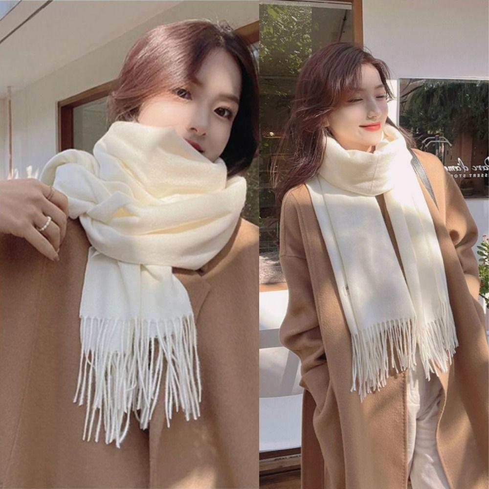 

Solid Color Imitation Cashmere Scarf Tassel Shawl Wraps New Neck Protection Winter жовтий