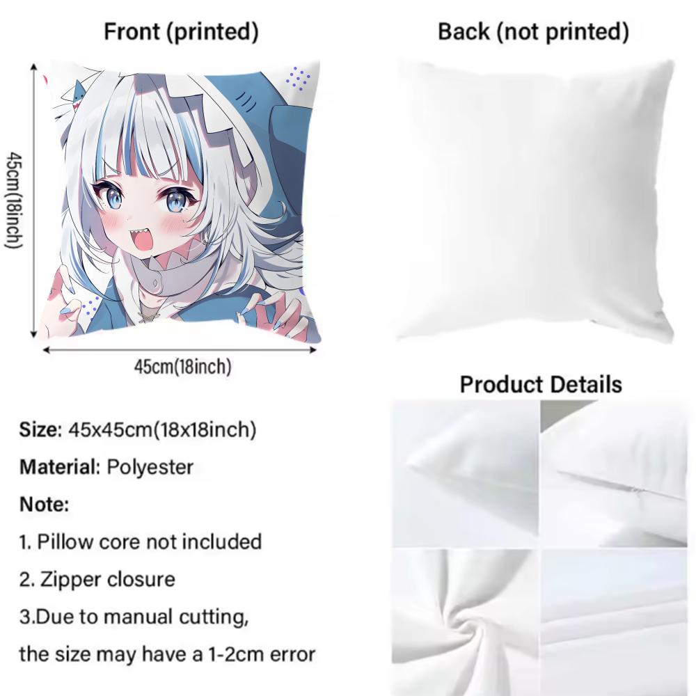 Gawr Gura H-Hololive EN Kissenbezug Bequem Wendbar Kissenbezug Ideal für Auto Sofa Schlafzimmer & Mehr