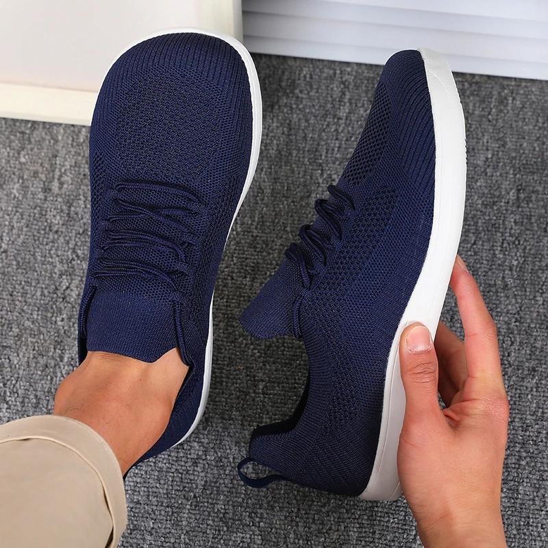 New Fashion Wide Toe Barefoot Sneakers Mesh Soft Sole Breathable Lace Up Shoes Versatile Daily Round Toe Couple Running Shoes