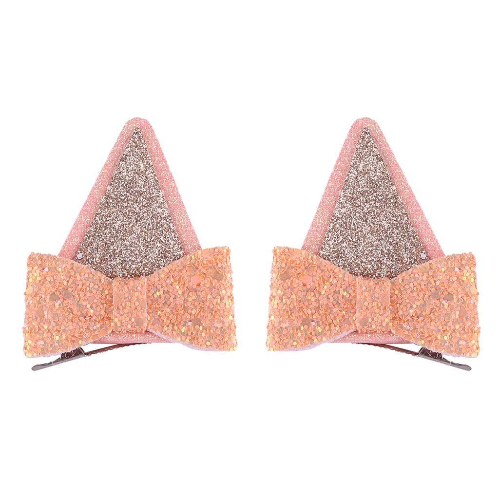 2Pcs Dog Ears Hair Bow Clips for Kids Glitter Blue Hair Bows for Toddler Girls Birthday Costume Party Favor Hair Accessories