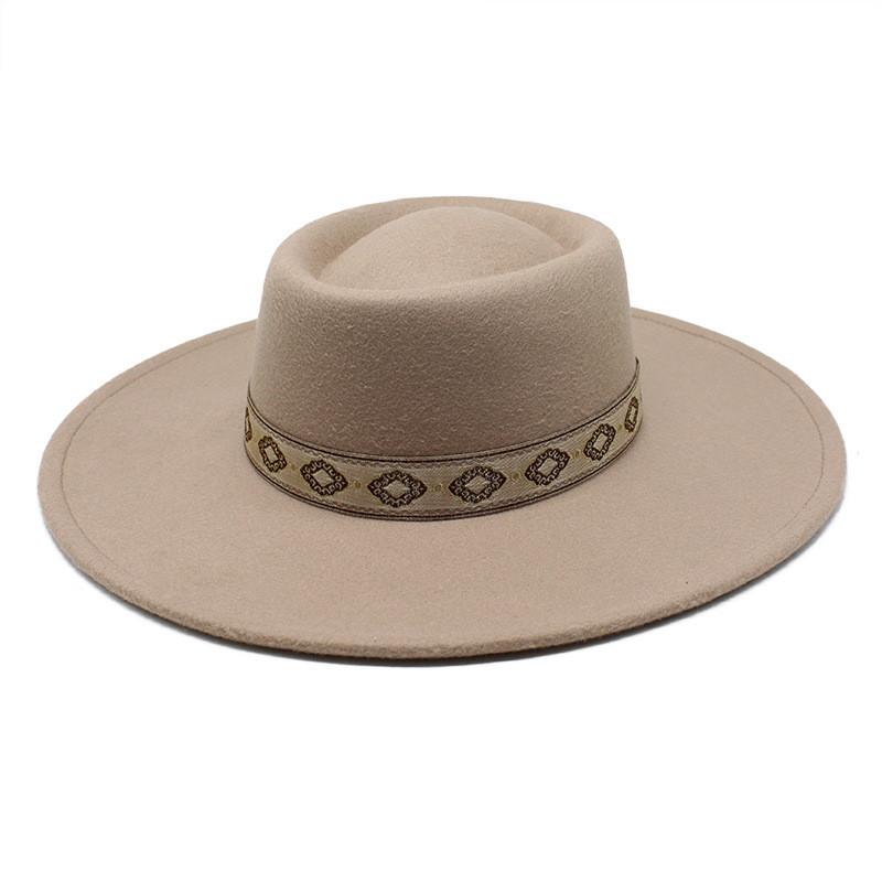 Cappello classico in feltro di lana britannica a tesa larga per uomo donna protezione solare da esterno