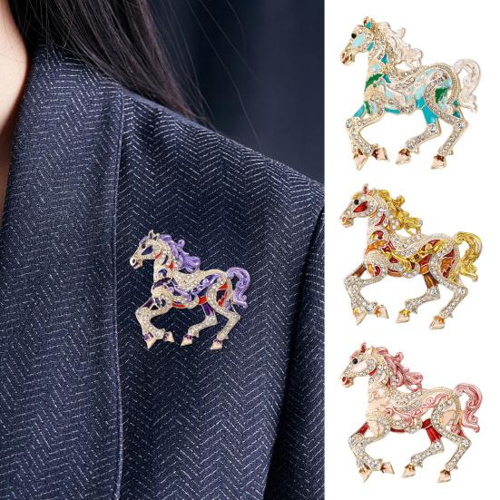 Colorful Horse Brooch Rhinestone Encrusted Alloy Horse Lapel Pin Animal Brooch Pin Outfit Accessory for Clothes Hats Bags Scarves
