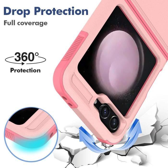Coque pour Samsung Galaxy Z Flip 6 - Protection Hybride PC+Silicone Anti-Rayures Antichoc Rose