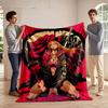 A Vibrant Rose Motif Paired with Detailed Anime Character Art and a Sword. for All Seasons Blanket Lunch Break Throw Gift