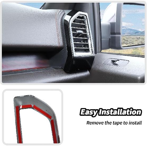 2pcs/set Dashboard Air Conditioning Vent Cover Trim for Ford F150 2015 2016 2017 2018 2019 2020 Interior Accessories (Carbon Fiber)