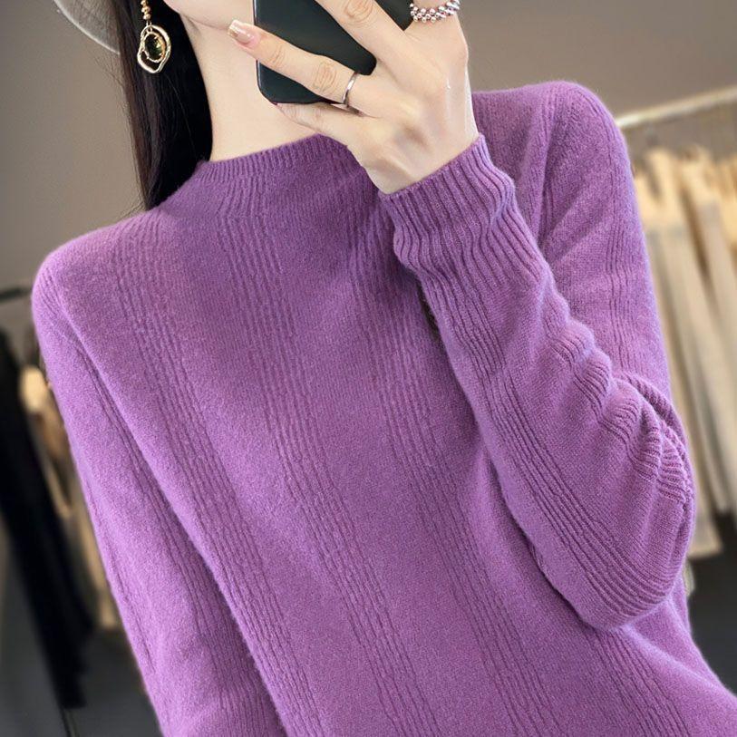 Women's Pullover Sweater Spring Korean Version Solid Loose Knit Sweater Short Top Spring and Autumn Base Top Women