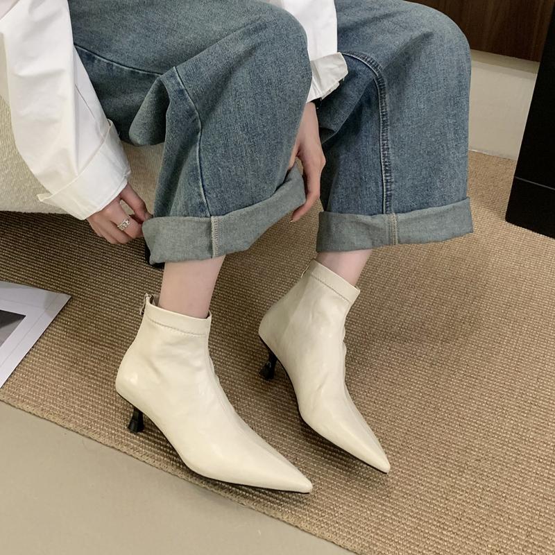 Fashion SUOJIALUN 2025 Winter New Brand Women Ankle Boots Fashion Pointed Toe Back Zip Ladies Short Boots Thin High Heel Dress Chelsea B