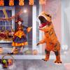 Nafukovací kostým dinosaura T Rex Nafukovací dinosaurus Kostým na foukání pro Cosplay Párty Svatby Velikonoce Vánoce Oranžová Styl pro dospělé 150‑190cm