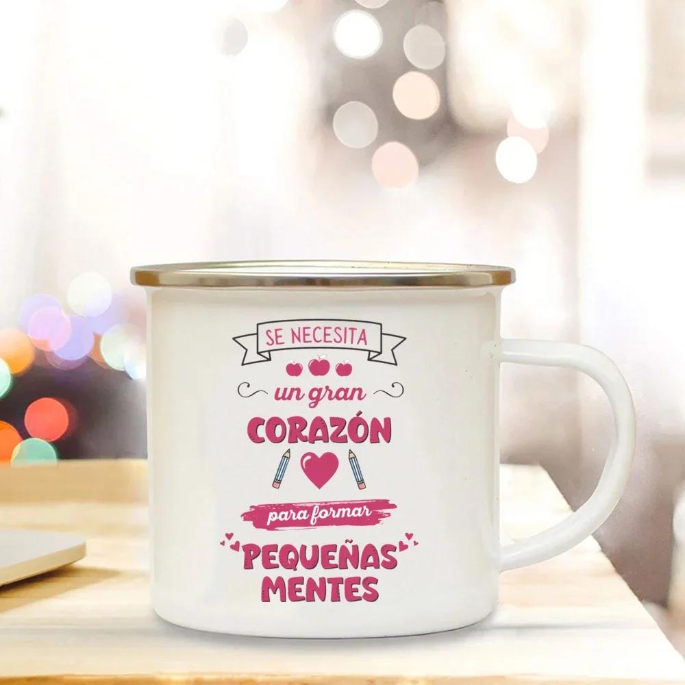 Emailletassen Kaffee Es braucht ein großes Herz, um kleine Geister zu formen Spanien Emaillebecher Teetasse Becher Bier Ungewöhnliche Becher Trinkgeschirr