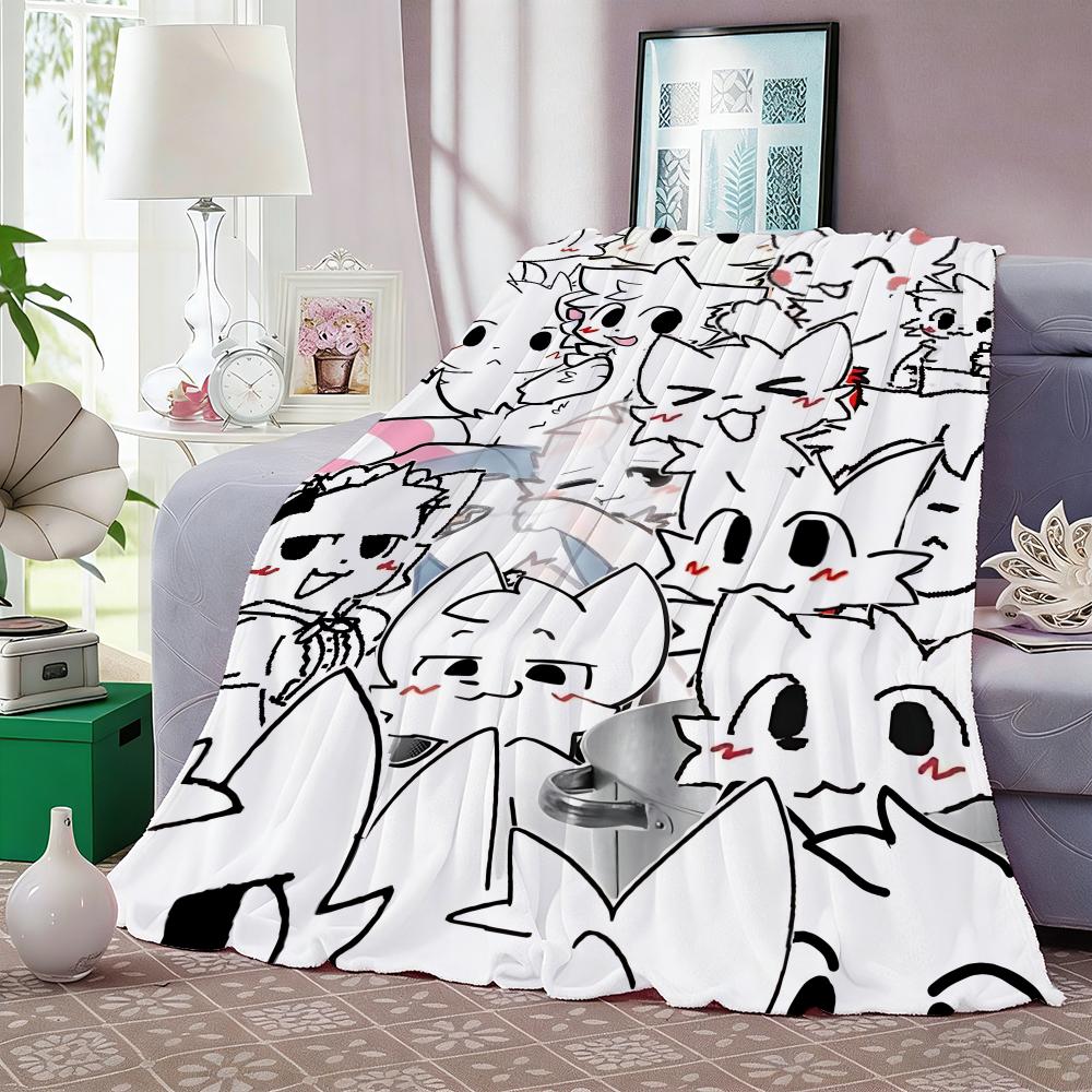 Cute Cat B-Boykisser Throw Lightweight 240G Flannel Blanket Soft Skin-Friendly For Summer Cooling