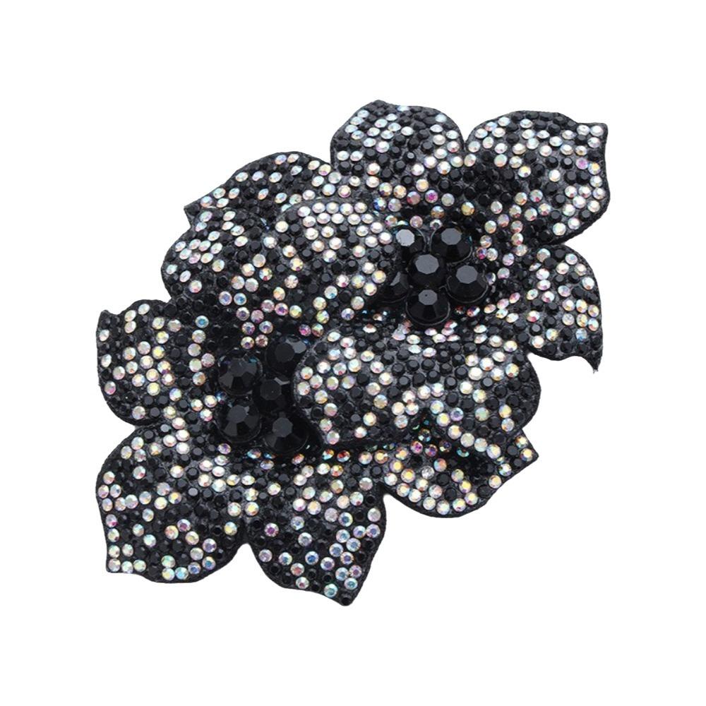Sparkling Flower Brooch Fabrics 3D Sew-On Applique New Rhinestone Flower Patches  Sewing Supplies чёрный