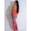 Women's Fashion Sleeveless V-Neck Backless Printed Maxi Dress