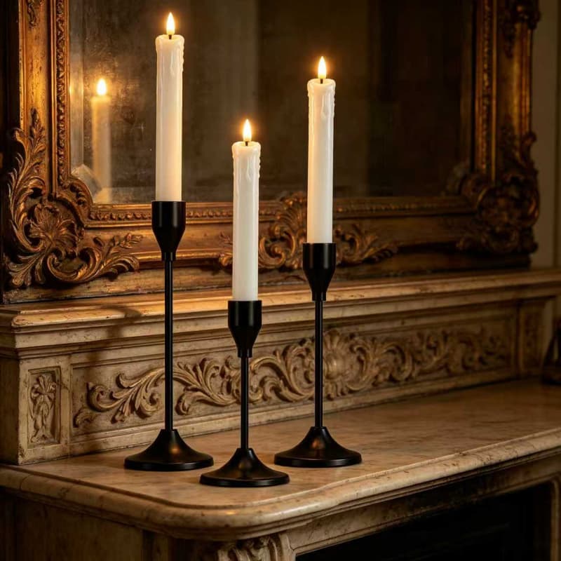 Nordic Black Round Base Candle Holder Set Minimalist Desktop Decoration Room Wedding Party Bar Centerpiece Candlestick No Candle