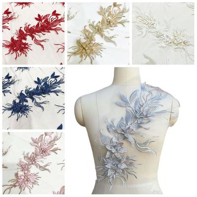 Lace Texture Embroidered Floral Patches Clothing Applique Multi-Color Garment Lace  DIY Projects