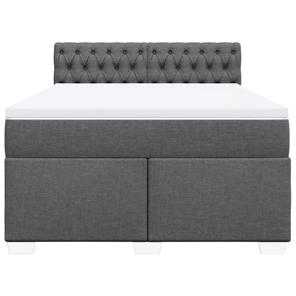 Vidaxl Continental Bed With Mattress, Dark Grey Fabric 140X190 Cm