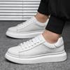 Lei Jun's White Cowhide Height-Increasing Casual Sneakers - Men's Versatile and Stylish Business Shoes