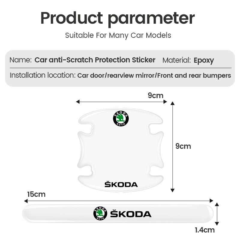4/8Pcs Car Door Handle Sticker Protective Film Decals Accessories For Skoda Octavia MK2 MK3 2 3 A7 Fabia Karoq Kodiaq Rapid afx388