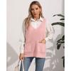 Women's Autumn and Winter Double Pocket Patchwork V-Neck Casual Sweater Vest