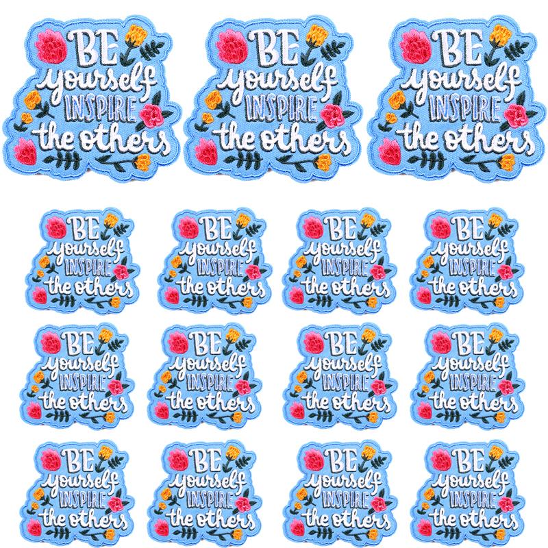 Prajna 10PCS Wholesale Letter Flower Patch Iron On Embroidered Patches For Clothing Cartoon Letter Pathes On Clothes Swing DIY