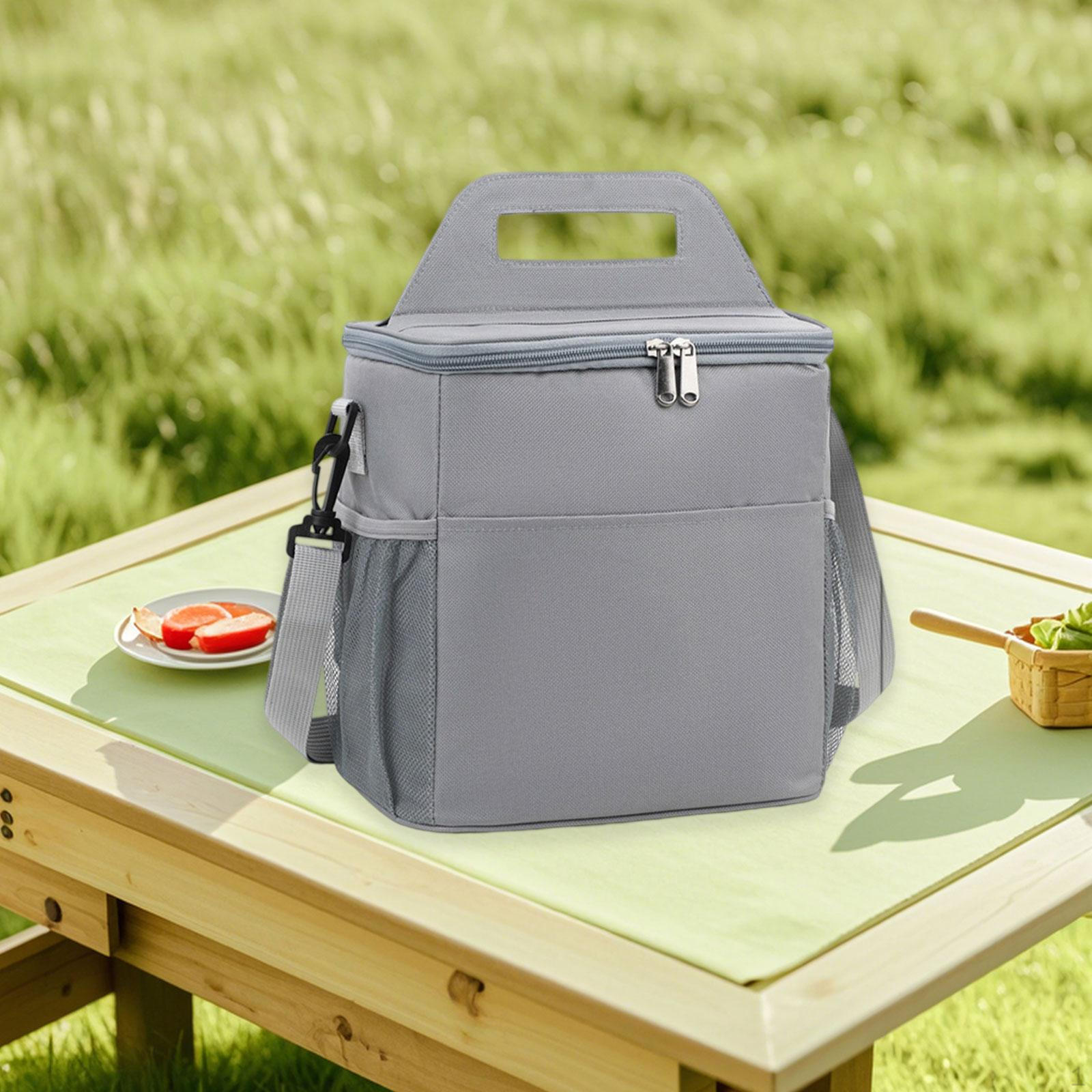 

Insulated Lunch Portable Storage Organizer Thermal Bag for Picnic Camping Beach Fishing Adult Meal сірий колір