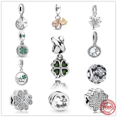 Neue 925 Sterling Silber funkelnde Lucky Four Leaf Clover Charm Bead Fit Original Armband DIY Schmuck Für Frauen