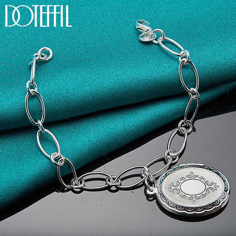 Oval Photo Frame Bracelet Fashion Gift Party Silver Jewelry