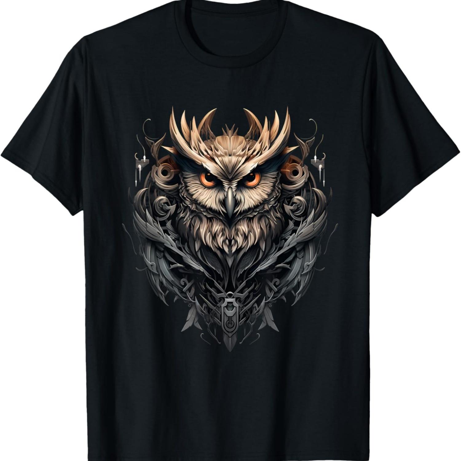 Owl Animal Art Portrait Artwork Animal Lovers Nature T-Shirt S чёрный