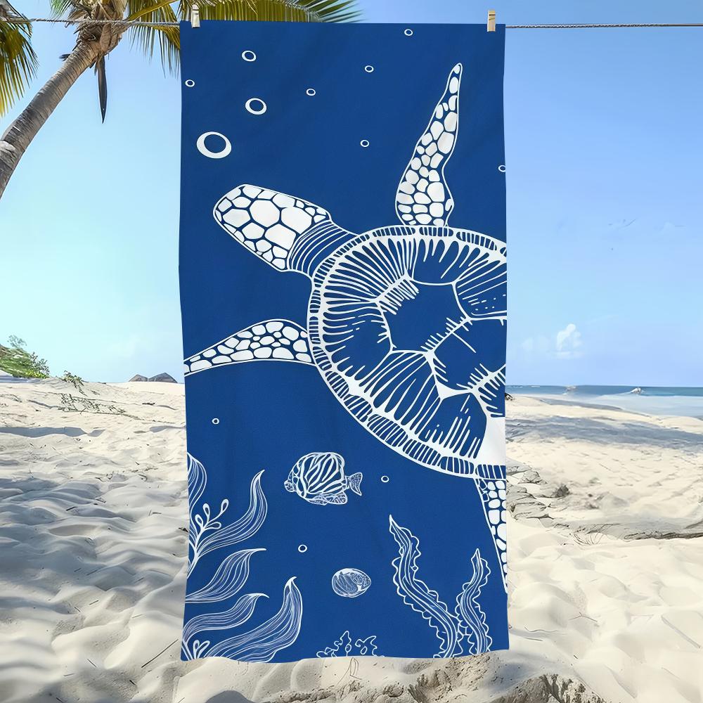 T-Turtle Pattern Towel Beach Oversized Soft Ultra Absorbent Quick Drying Large Pool Travel Camping Bathroom