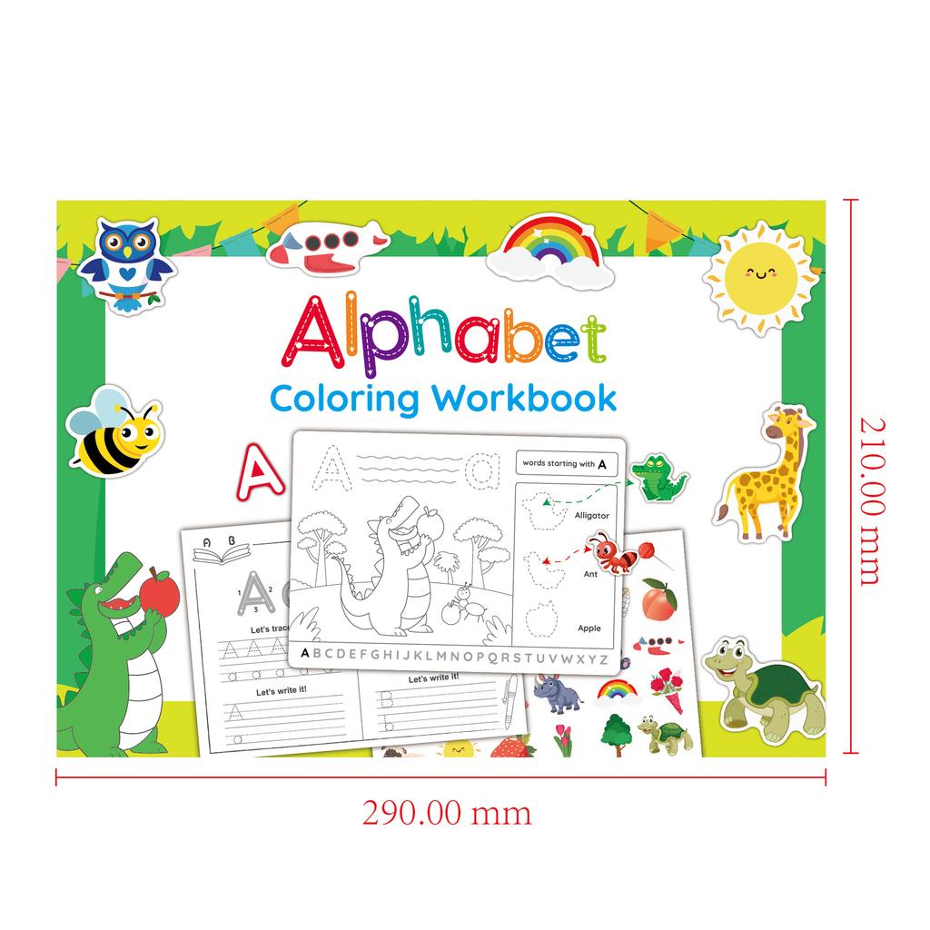Children's Alphabet Exercise Book Coloring Book, 25 Drawing Stickers for 3-6 Years Old, DIY Coloring Book