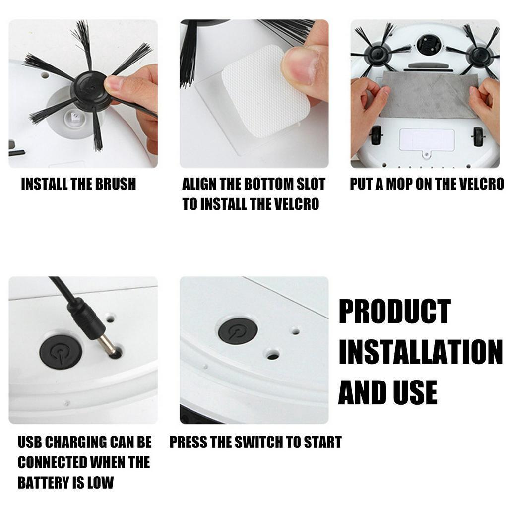 Smart Floor Robot Vacuum Cleaner 1800Pa Strong Suction Sweeper USB Rechargeable Wet Dry Sweeping Mopping Sterilizer Home Cleaner