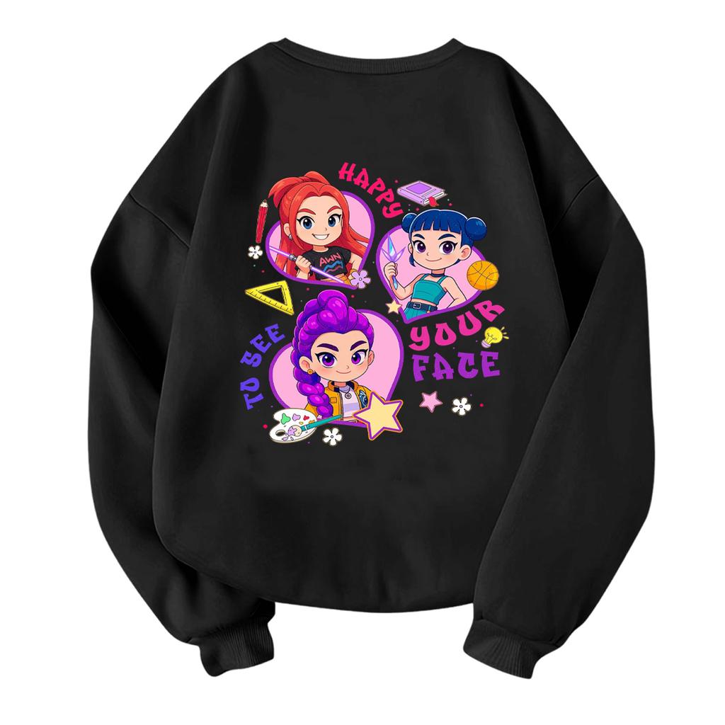 Children's Fashionable Lightweight Long-sleeved Round Neck Pullover With Pockets Printed Pullover