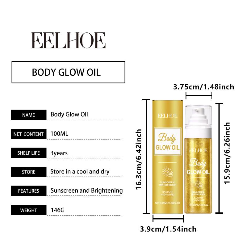 Body Highlight Oil Silky Shimmer Body Face Glitter Moisturizing Radiant Makeup for Fashion Events