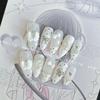 10Pcs Y2K Handmade Press On Nails Short Square Cartoon Stickers Pearl Wings Heart Bow Holiday Gift