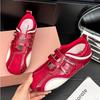 Ruoji's New Inner Height Increase of 3cm Velcro Hollow Sports Mary Jane Shoes Women's Summer Versatile Casual Moral Training Shoes