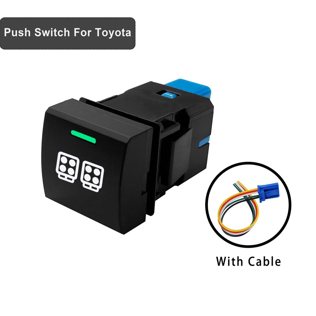 12V Green White LED Backlit Push Button Switch Power Horn Fixed Momentary Type For Toyota Prado 150 Series Corola Camry RAV4