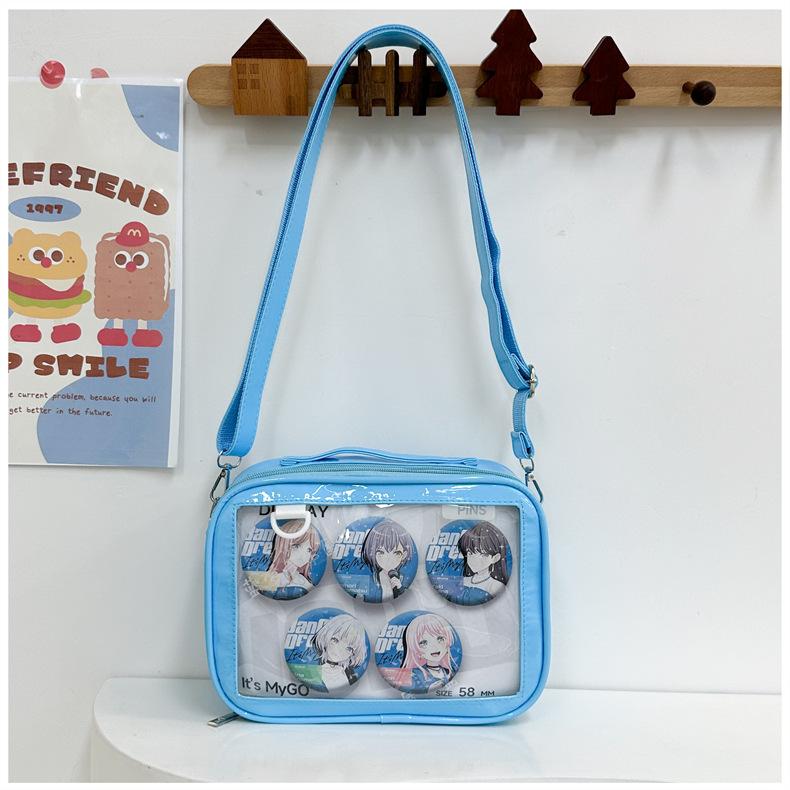 Academy style, high-value transparent pain bag, shoulder messenger bag, soft girl girl, large-capacity bar millet class schoolbag