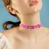 Men Necklace Vintage Punk Style Adjustable Faux Leather Solid Color Bukle Pin Neck Belt Party Club Choker Adult Jewelry