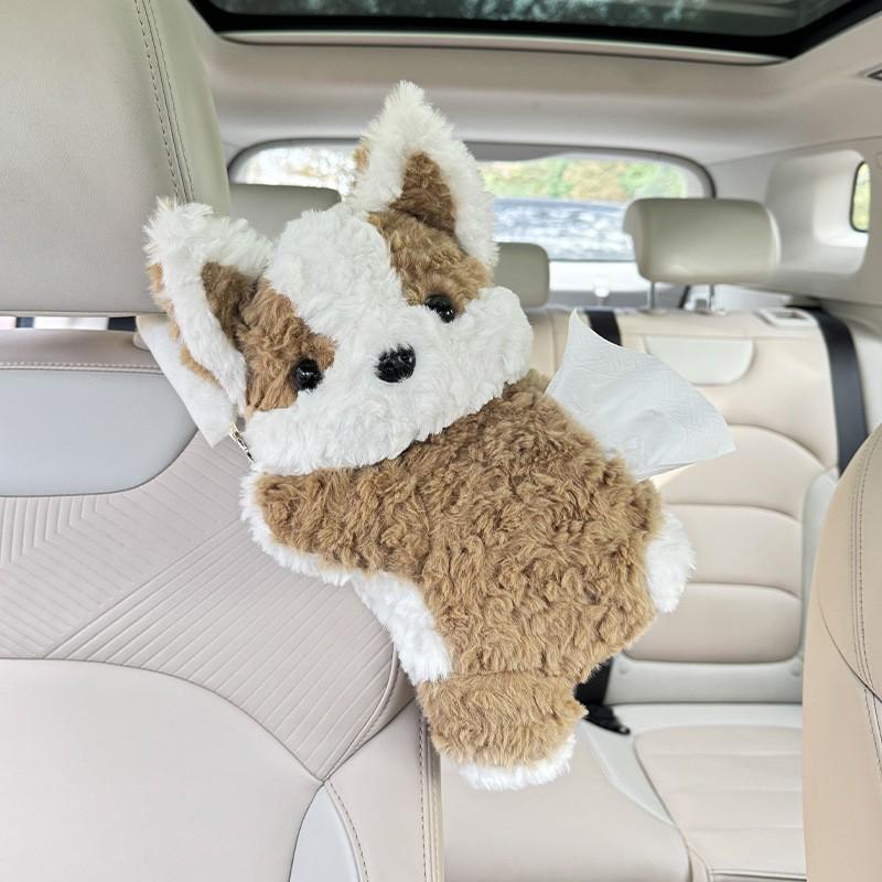Creative Cartoon Car Plush Tissue Box - Hanging or Armrest Style