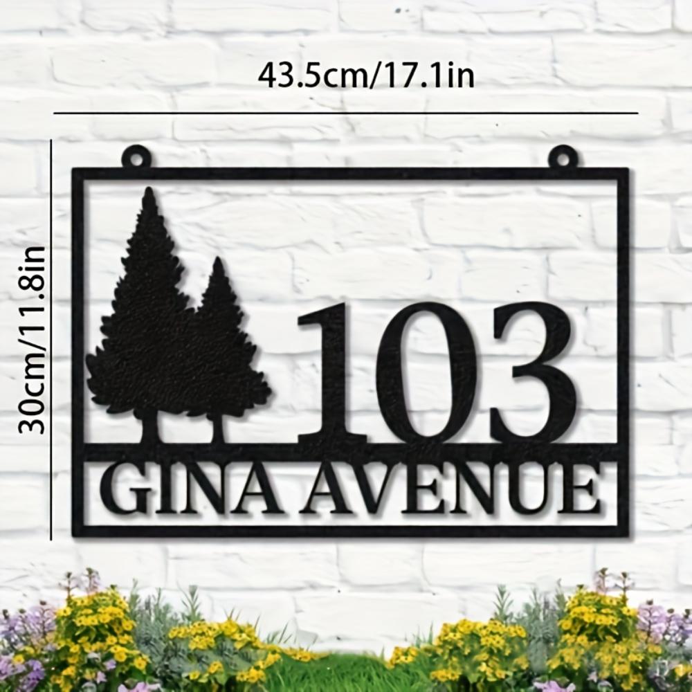 Iron House Number Plaque Rustproof Metal Address Sign Customizable Vintage Style Outdoor Garden Decor