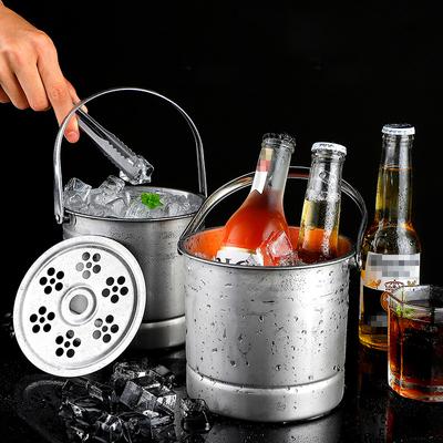 Stainless Steel Bar Ice Bucket Advertising Ice Bucket KTV Ice Ice Storage Bucket Thickened Portable Small Ice Bucket Ice