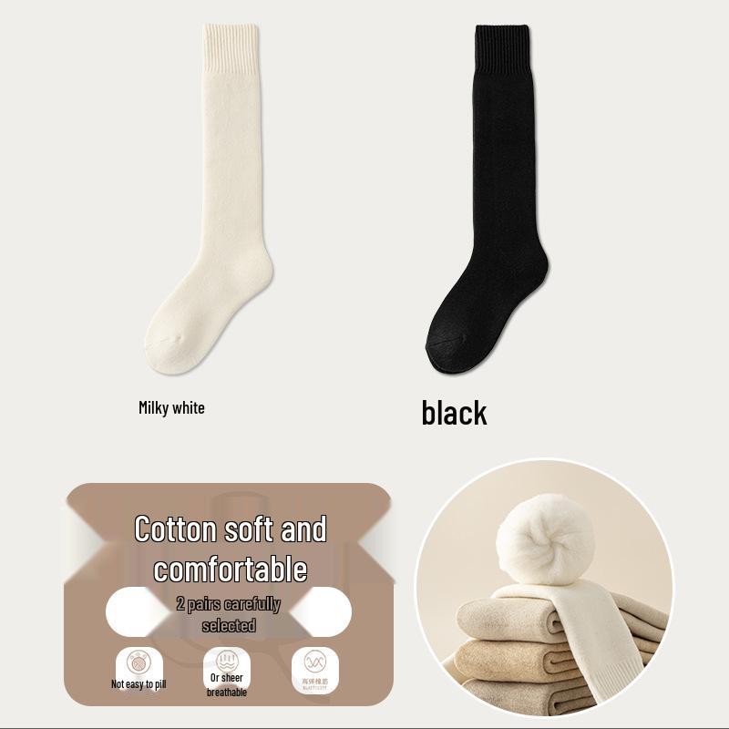 Men's Wool Knee-High Socks: Warm Fleece-Lined, Thick Terry Loop for Autumn/Winter.