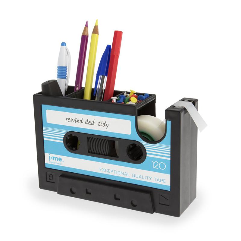 

New 2 In 1 Multifunctional Pen Holder Creative Office Desk Stationery Organizer Retro Cassette Tape Dispenser Pen Holder Gift