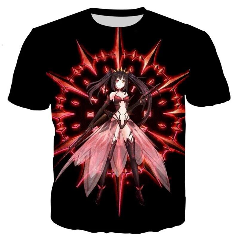 Косплей DATE A LIVE Куруми Токисаки Аниме Манга Футболка Футболка Костюмы Полиэстер 4XL