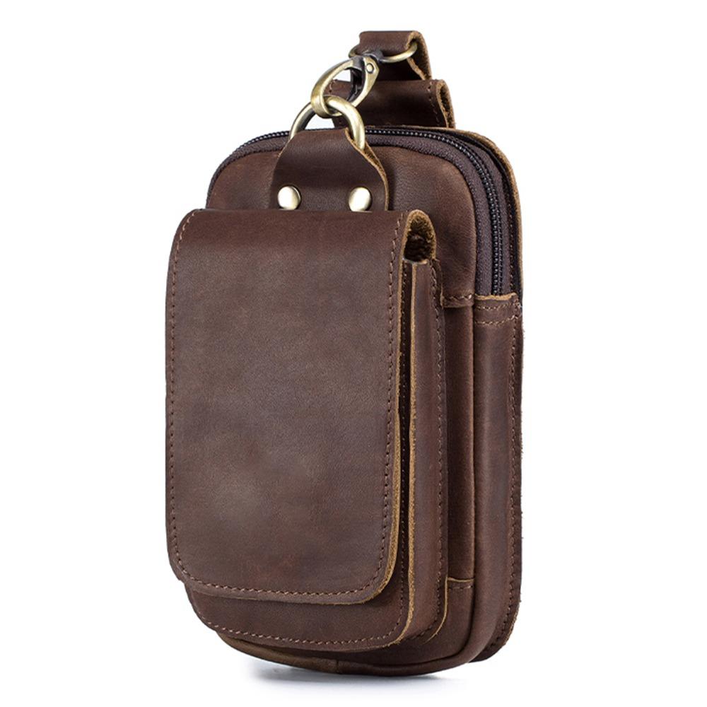 Vintage Cow Leather Belt Bag Portable Large Capacity Fanny Pack Waist Bag Outdoor Sport