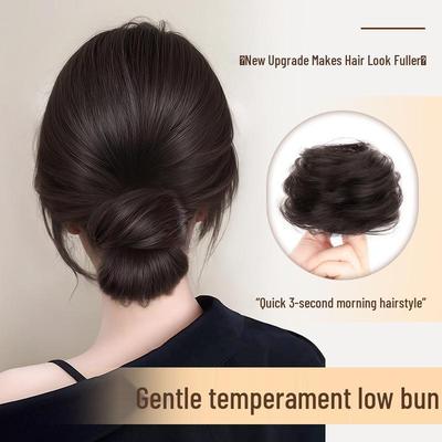 Real Hair Fluffy Bun Hair Tie - Natural Updo Flower Bud Style