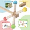 2Pcs Bird Standing Toy Set 360° Rotatable & Bell Wooden Interactive Spinning Parakeet Toys for Bird Cage Accessories NEW