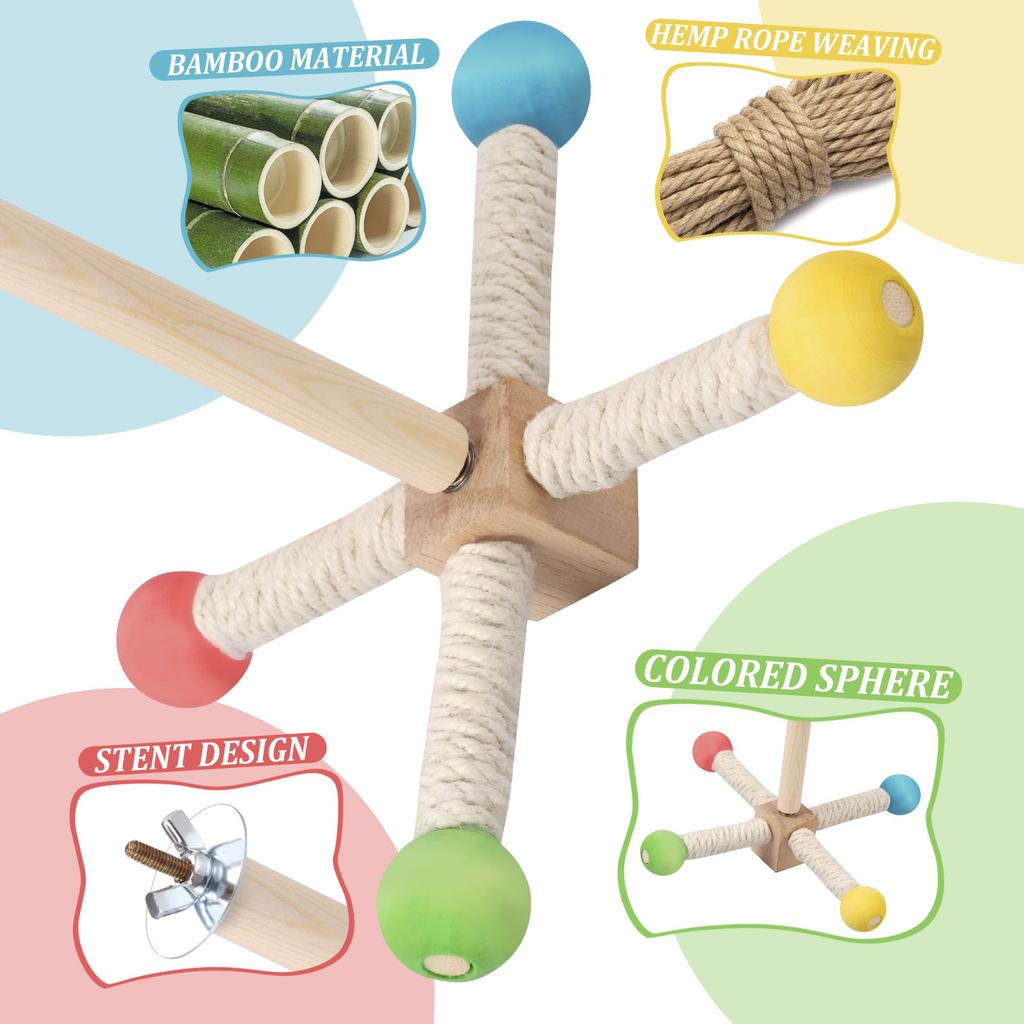 2Pcs Bird Standing Toy Set 360° Rotatable & Bell Wooden Interactive Spinning Parakeet Toys for Bird Cage Accessories NEW